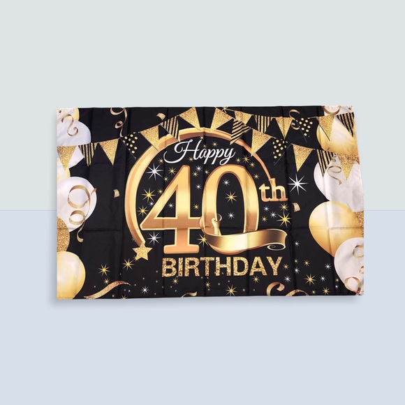 BIRTHDAY BANNER HAPPY 40TH BIRTHDAY FLAG BANNER - Picture 2 of 3